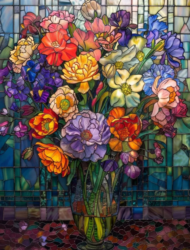 Stained Glass Window Film, Frosted Window Film, ,Privacy,No Glue, Static Cling, Home Decorative Flower