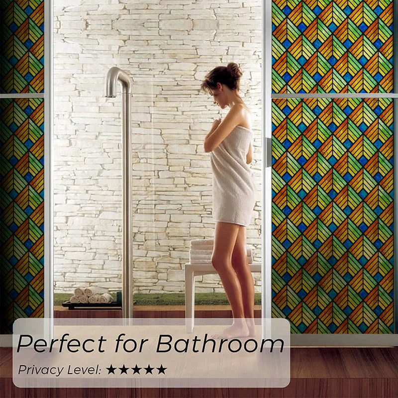 Custom Stained Glass Window Films,Frosted sticker,Privacy Static Cling Church Style For Bathroom Sliding door Home Office