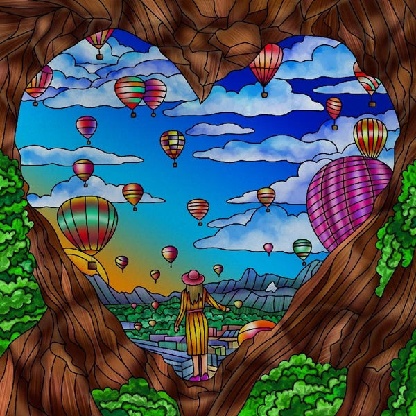 Custom size Stained Glass Wndow Film,Satic Cling Window Films,Decor Foil Stickers Window Treatment For Square Glass Hot air ball