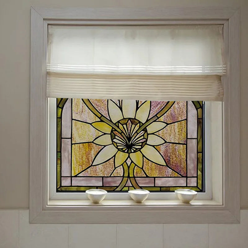 Custom Size Window Film, Stained Glass, Decorative Window Sticker, Privacy Frosted Static Cling, Decal for Glass Door, Office