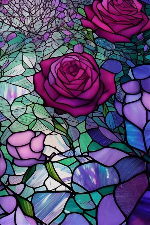 Stained Glass Film Window Sticker Static Cling  Remove Flower Rose Home Decoration for Windows,Custom designs welcom