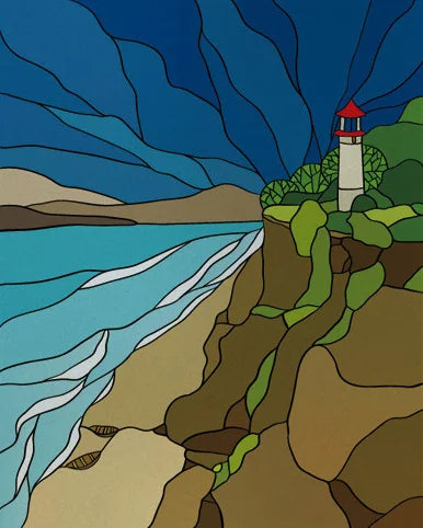 Custom size Stained Glass Films,Privacy Static Cling,Print Sea Red Lighthouse,Rising Sun, Night,Door Sticker,Office Home Decor