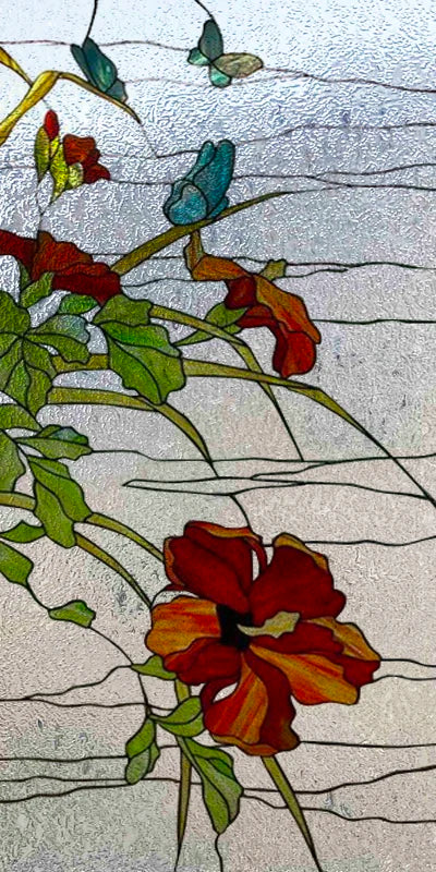 Custom Size Stained Glass Window Film Frosted Privacy Static Cling Retro Prairie Style Stickers Shower Kitchen Home Decor Flower