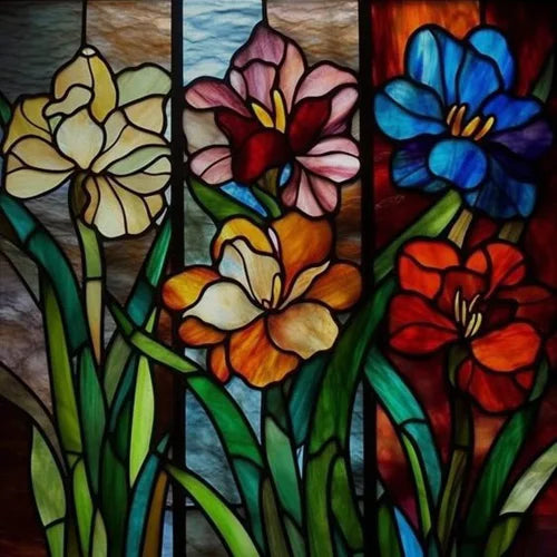 Custom size Window Film Stained Glass Films Frosted Privacy Static Cling Retro Flower Sticker Bathroom Skylight Decor