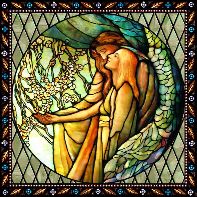 Custom Made Window Film Stained Glass Sticker,Angels Picture,Static Cling Frosted Privacy for House Worship Home Decor