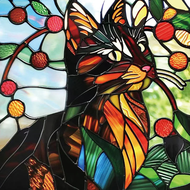 Custom size Window Film Stained Glass Films Frosted Privacy Static Cling cat Sticker Bathroom Skylight Decor