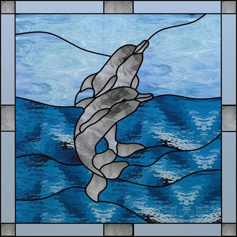 Custom size Window Film Stained Glass Films Frosted Privacy Static Cling Background Sticker Aquarium Ocean Poster Fish Tank Film