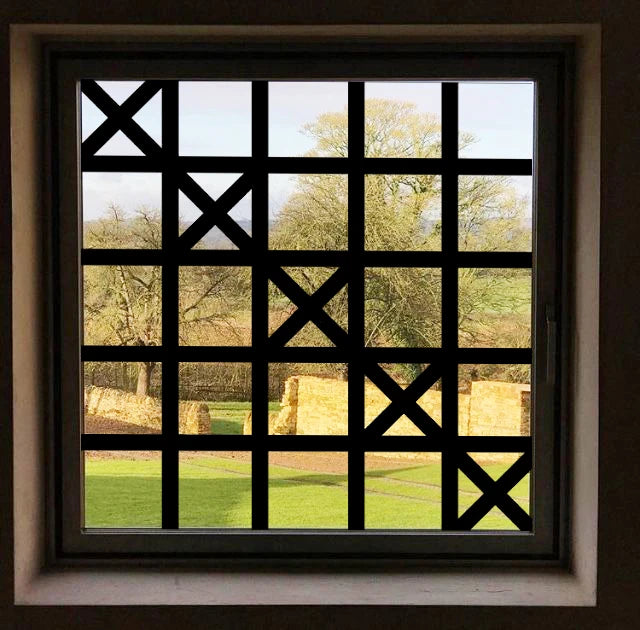 Stained Glass Window Film Transparent Glass Sticker Static Cling Custom made Black Line Office Door Anticollision Home Decor