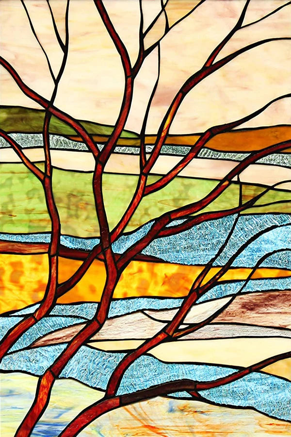 Frosted Stained Glass Window Film, Customized Tiffany Trees, Static Cling Sticker,Bathroom Door, Kitchen, Office, Home Decor