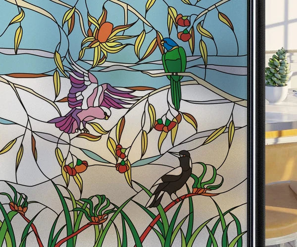 Window Film Frosted Stained Glass Films,Static Cling,Privacy Films,Bird Cock,Door Sticker Kitchen Bathroom Home Decor Customized