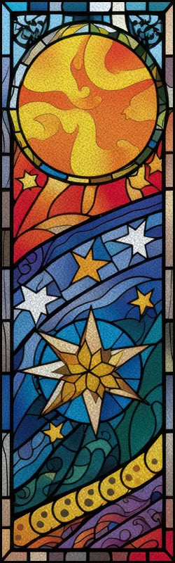 Frosted Stained Glass Window Film, Customized Static Cling,Privacy, Church Retro Sticker,Office, Home Decor,Sun and Moon
