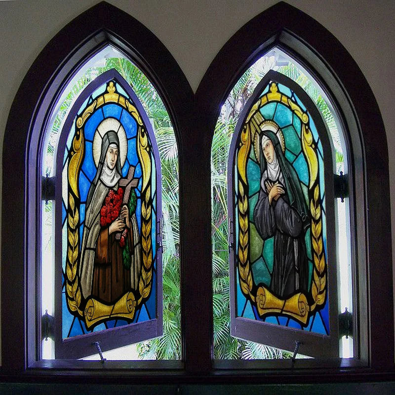 Custom Size Window Film, Stained Glass Films, Jesus Christ, Virgin Mary, Door Stickers, Church Style