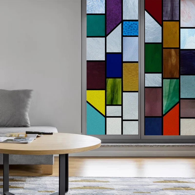 Stained Glass Window Film Frosted Glass Sticker,Custom made to fit any Window Size or Shape, ,Church Static Cling,Home Decor