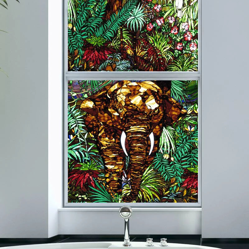 Window Film Frosted Stained Glass Films Customized Tiffany-Style Static Cling Sticker,Bathroom Door Kitchen Office Home Decor