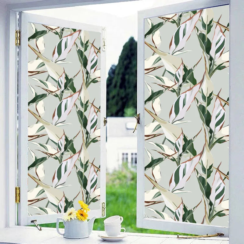 Custom size Stained Glass Films,Flower, Fruit,Tree,Leaf,Bird,Fish Painting Stickers For Bathroom Bedroom Door Office Home Decor