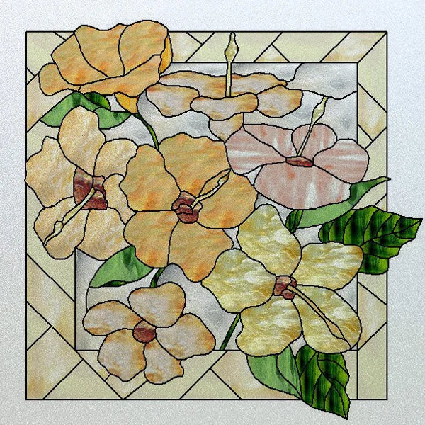 Window Film Frosted Stained Glass Films,Customized Art Deco Design Flowers Static Cling Sticker,Home Decor Foil Window Treatment