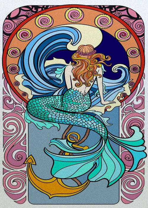 Custom Size Window Stained Glass Films,Mermaid,Flower, Fairy,People Painting Stickers for Bathroom, Door, Office, Home Decor