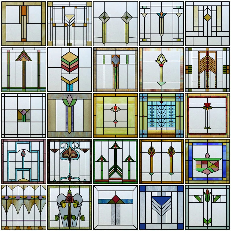 Custom Size Window Film, Stained Glass Sticker, Western Style, Privacy Frosted, Static Cling, Door, Office Home Decal