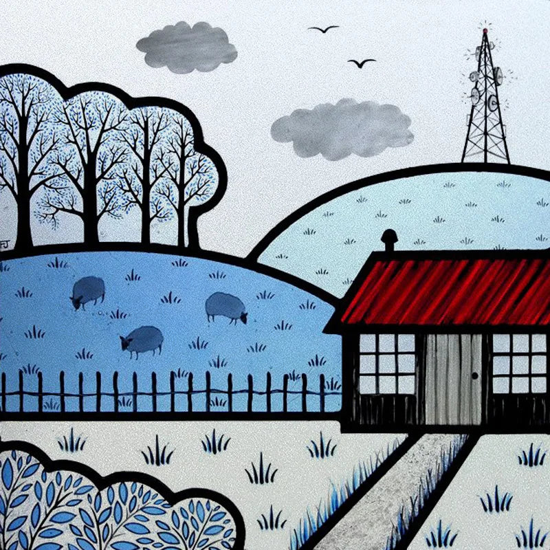 Custom size Glass Films Stained Glass Stickers Static Cling Frosted Privacy PVC Print Natural Village For Window Door Home Decor