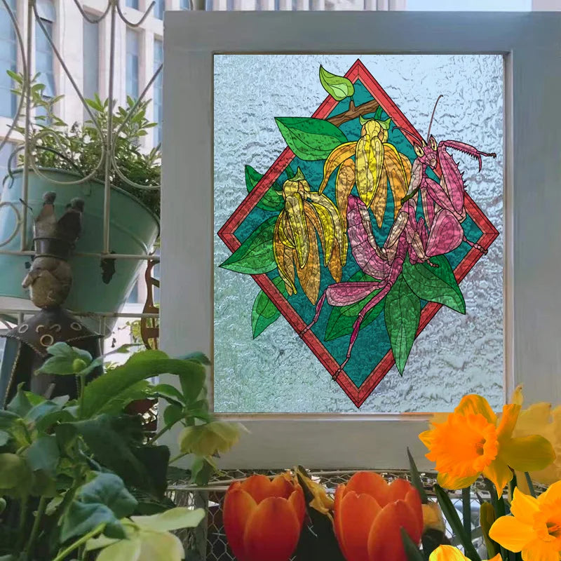 Window Film Frosted Stained Glass Films Customized,3D Frosted Static Cling Sticker,for Kitchen Garden Bedroom Door Home Decor