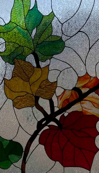 Window Film Stained Glass Films,Frosted Static Cling,Light-transparent Opaque Privacy Sticker,Home Decor,Ginkgo Leaf,Leaves