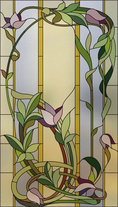 Window Film Frosted Stained Glass Films Customized Art Decor Design Flower Static Cling Sticker,Home Decor Foil Window Treatment
