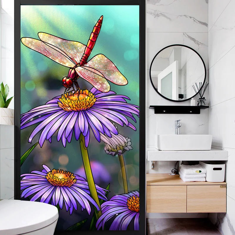 Custom Stained Glass Window Films,Frosted sticker,Privacy Static Cling Light-transparent For Bathroom Sliding door Home Office