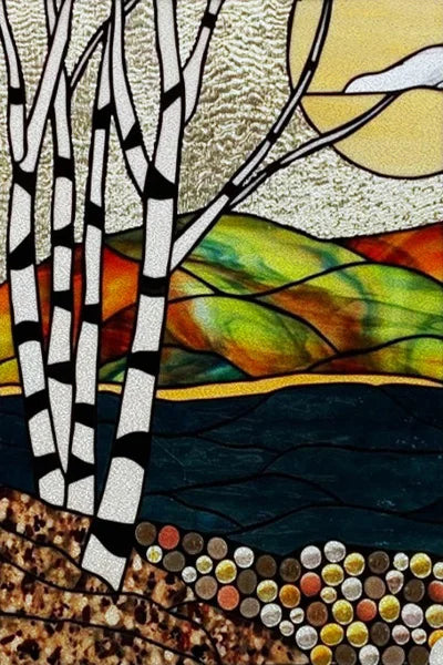 Custom Size Stained Glass Stickers,Static Cling,Frosted Privacy Print Tree, Window Door, Home Decor