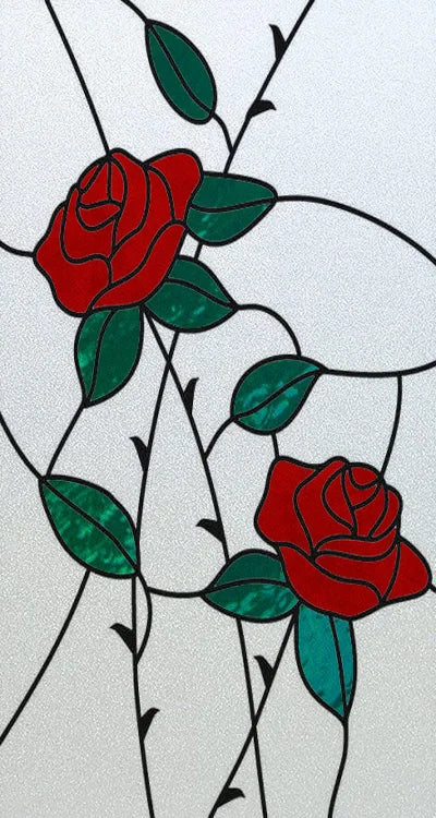 Window Film Stained Glass Stickers,Custom size Static Cling Rose,Flower Privacy Films Door Sticker Kitchen Office Home Decor