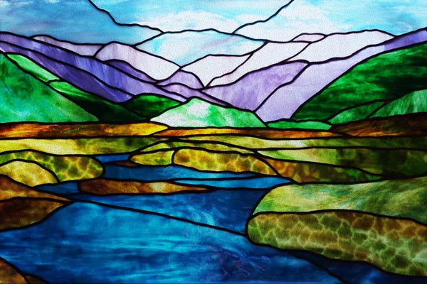 Window Film Stained Glass Stickers,Custom size Static Cling Frosted,Flower Bird Tree Print For Transom Window Glass Home Decor