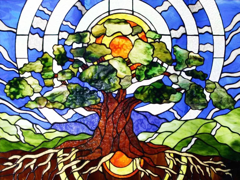 Custom Size Stained Glass Window Film, Frosted Privacy, Static Cling, Church, Mythological People, Transom Window, Home Decor