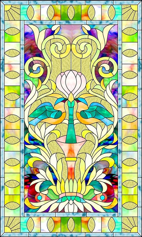 Window Film Victorian Stained Glass Films Customized  Church-style Static Cling Sticker Kitchen Bathroom Substitute for Home