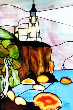 Custom size Stained Glass Films,Privacy Static Cling,Print Castle Lighthouse Sailboat Door Sticker,Office Home Decor