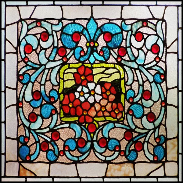 Stained Glass Window Film, Square Window Sticker, Privacy Frosted Static Cling, Home Decal, Door, Office, Custom Size