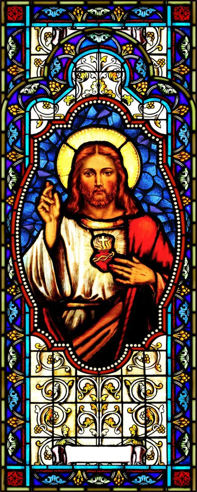 Gothic Rose Window film Glass Films Frosted Stained Window Sticker can do custom size Jesus/Christ Painting