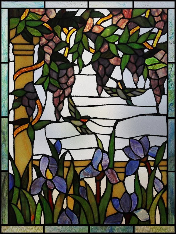 Frosted Stained Glass Window Film, Customized Art, Peacock Hummingbird Static Cling Sticker,Home Decor, Treatment