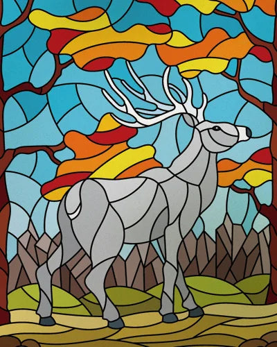 Custom size Stained Glass Window Film Retro Painted Horse Deer, Frosted Static Cling Art Colored Glass Films,Glass Sticker