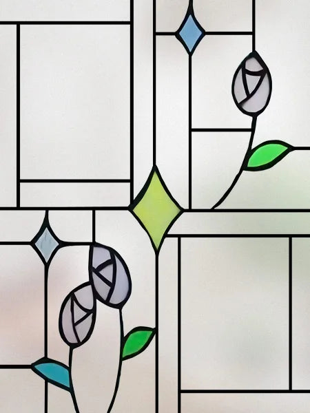 Window Film Stained Glass Films Frosted Static Cling Light-transparent Opaque Privacy Glass Sticker Home Decor Rose Flowers
