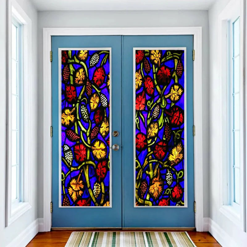 Window Film Stained Glass Stickers,Custom size Static Cling Church Style Privacy Films Door Sticker Kitchen Office Home Decor