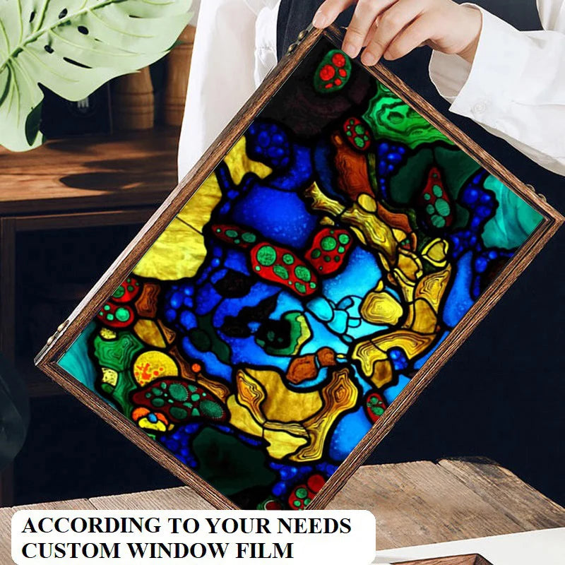 Customized Size Static Cling Frosted Stained Glass Window Films,Sun Catcher Print Photo for Bathroom Privacy Door Home Decor