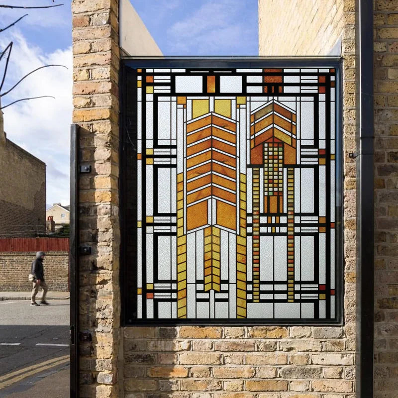 Custom Size Window Film Stained Glass Films Static Cling Frosted Retro Prairie Style Shower Kitchen Balcony Office Home Decor