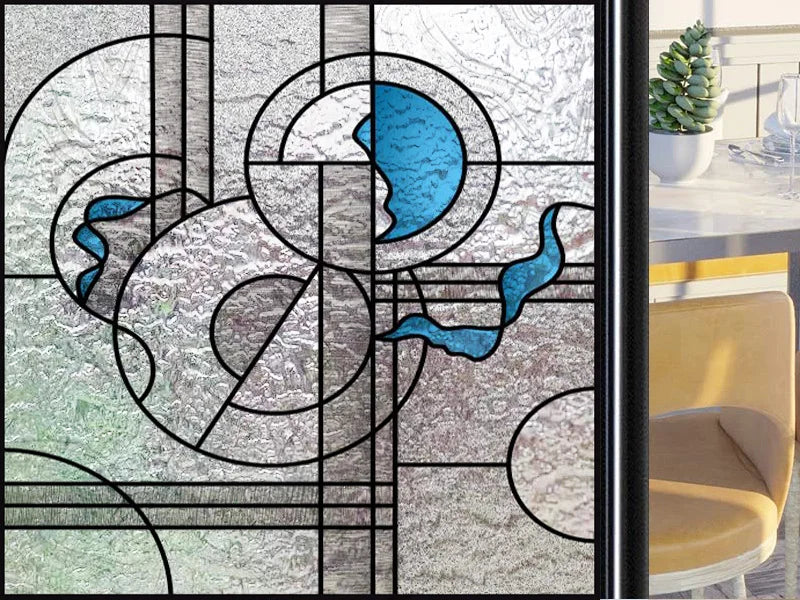 Frosted Stained Glass Window Film, Customized Art Deco Design, Static Cling Door Sticker,Home Decor Foil, Treatment