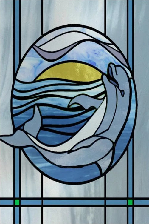 Custom Size Window Stained Glass Films,Fish,Sea World Stickers For Bathroom Bedroom Door Office Home Decor