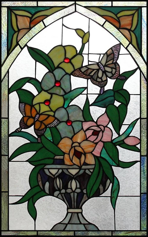 Frosted Stained Glass Film, Custom Size, Privacy, Static Cling,Door Sticker, Bathroom  Kitchen  Home Decor,Rose,Flower, Fruit