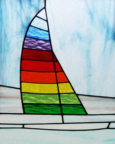 Frosted Stained Glass Window Film, Static Cling, Retro Door Sticker,Kitchen, Office, Home Decor, Customized,Sailboat