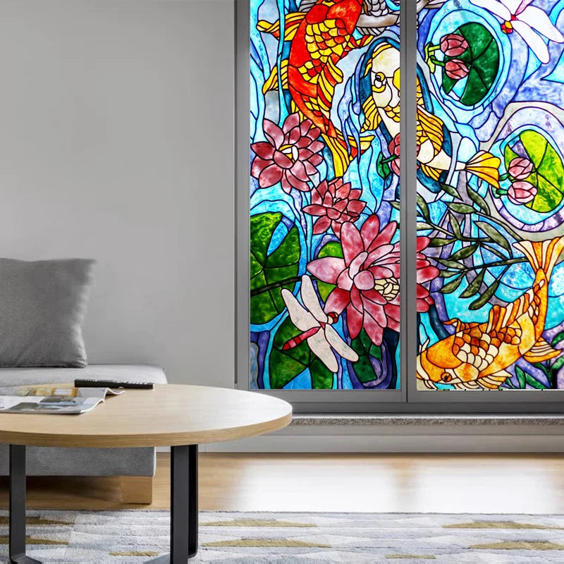 Window Film Stained Glass Stickers Static Cling,Frosted Privacy Custom size,Print Cat,Tiger,Deer,Bear For Window Door Home Dec