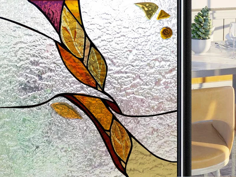 Frosted Stained Glass Window Film, Customized Art Deco Design, Static Cling Door Sticker,Home Decor Foil, Treatment