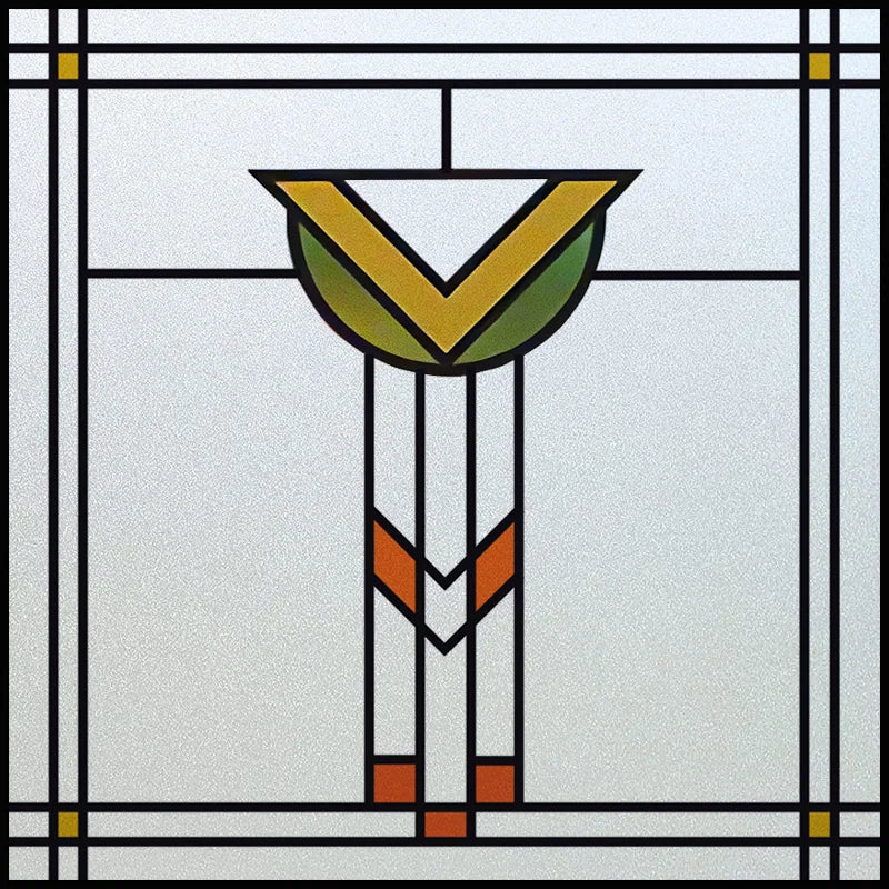 Custom Size Stained Glass Window Film Frosted Privacy Static Cling Retro Prairie Matte Stickers Shower Kitchen Office Home Decor