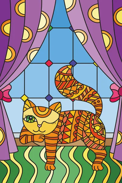 Customized Stained Glass Film Window Films Static Cling Frosted Sticker Japanese-Style Home Decor Cat  Cherry Blossom Poster