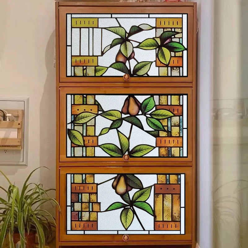 Frosted Stained Glass Film, Custom Size, Privacy, Static Cling,Door Sticker, Bathroom  Kitchen  Home Decor,Rose,Flower, Fruit
